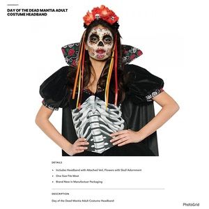 🌟🌟🌟Under wraps Day of the Dead Mantia adult costume Headband NWT